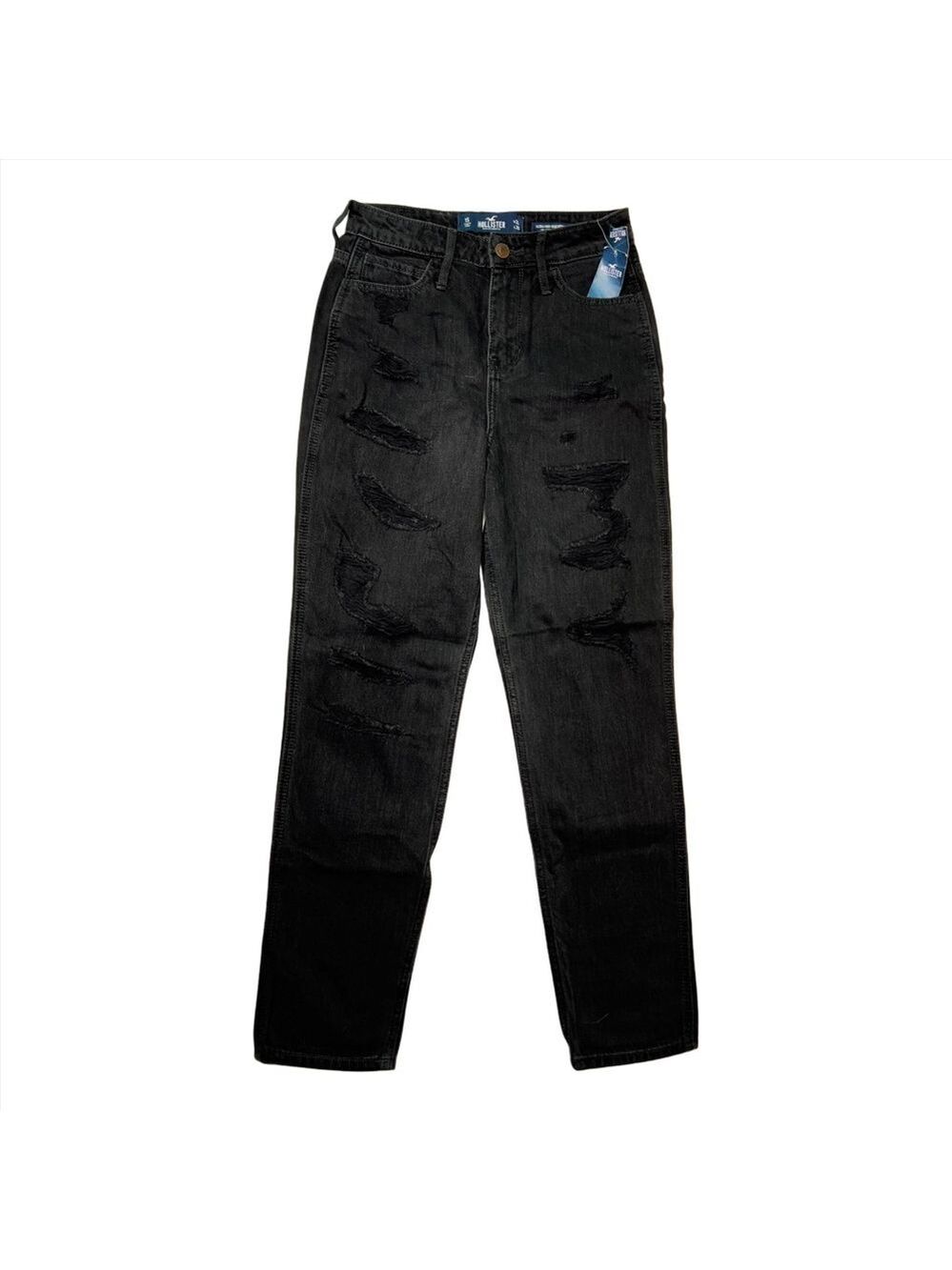 Hollister Ultra High Rise Ripped Mom Jeans in Black – Size 25